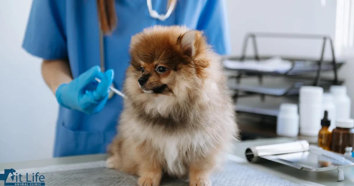 Dog getting injection
